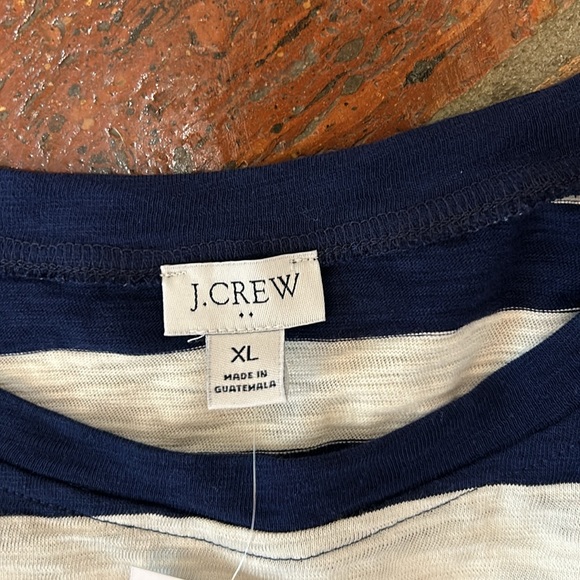 J Crew NWT $60 Navy Ivory Striped Tie Waist T-Shirt Dress in 100% Cotton szXL - Picture 8 of 15